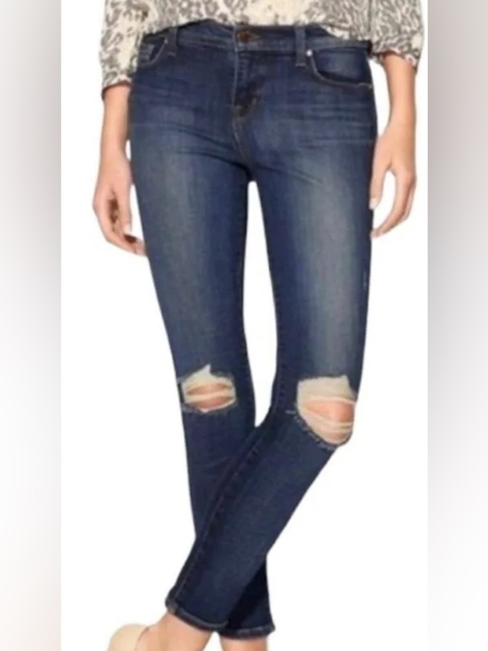 J Brand Dark Blue Distressed Skinny capri misfit Jeans- size 29